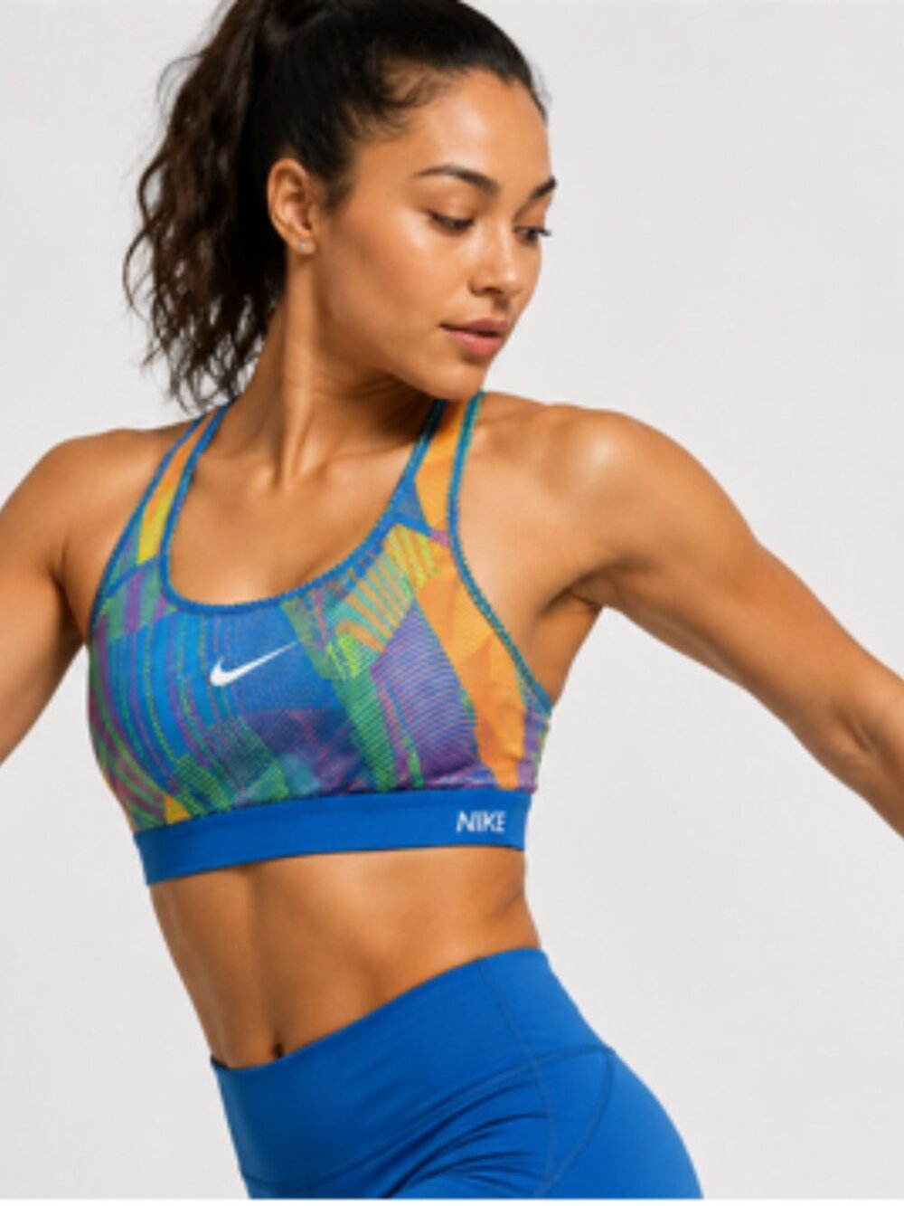 Nike Pro Classic – Training Sports Bra - Static Rainbow Print – Large – NWT